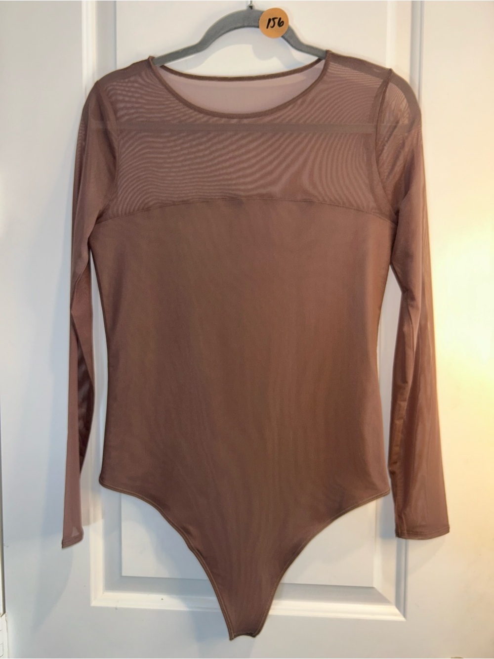 Abercrombie & Fitch Mauve Sheer Long-Sleeve Bodysuit